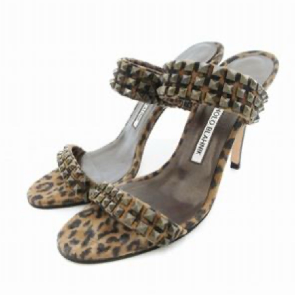 Manolo Blahnik Leopard Print Heels With Studs